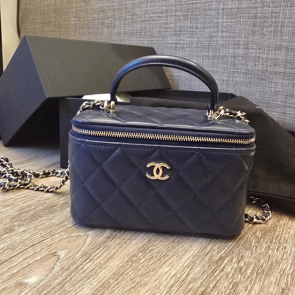 Chanel Top Handle Long Vanity Quilted Box Bag